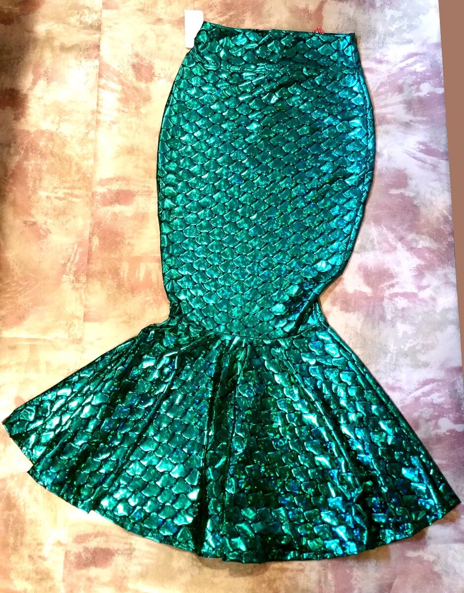 Sidecca Faux Leather Wet Look Metallic Mermaid Costume Skirt Kelly