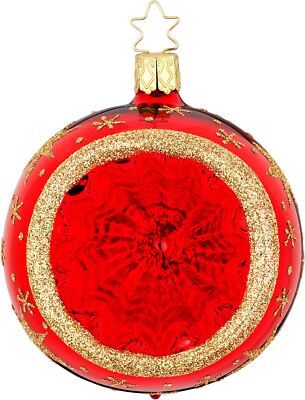 Inge-Glas Reflector 10cm Sparkling Sky Red Shiny 21233R010 German Orn w/Gift Box