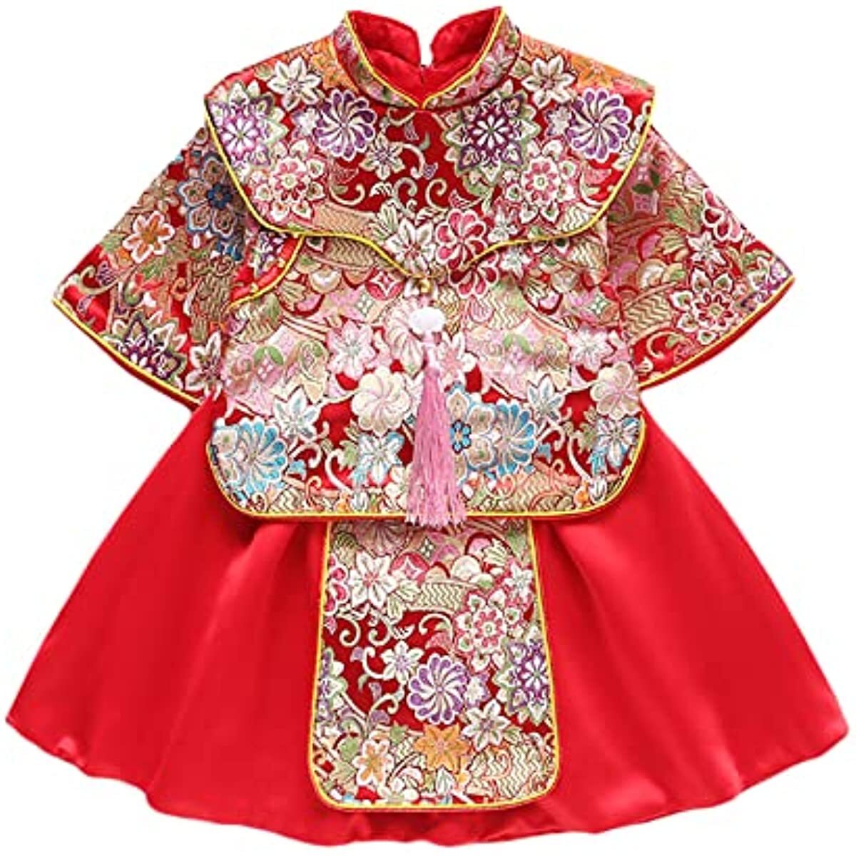 Baby Girls Tang Suit Set Embroidered Chinese Traditional Top Skirt Outfit  Cute