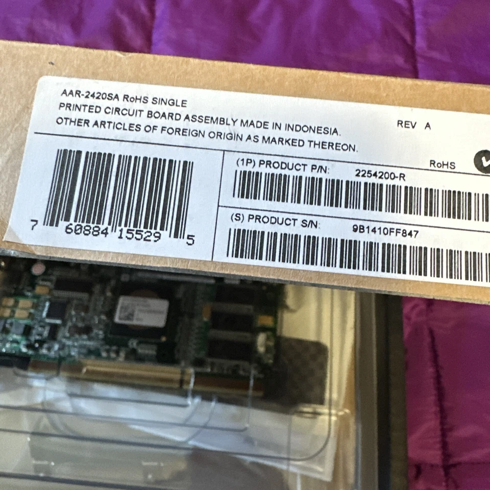 Adaptec AAR-2420SA/128+ BU ALRM RC RoHS 4-Port SATA PCI-x RAID Controller - NEW! - Image 3 of 4