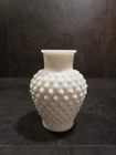 Fenton Vintage White Milk Glass Hobnail Bubble Small Vase