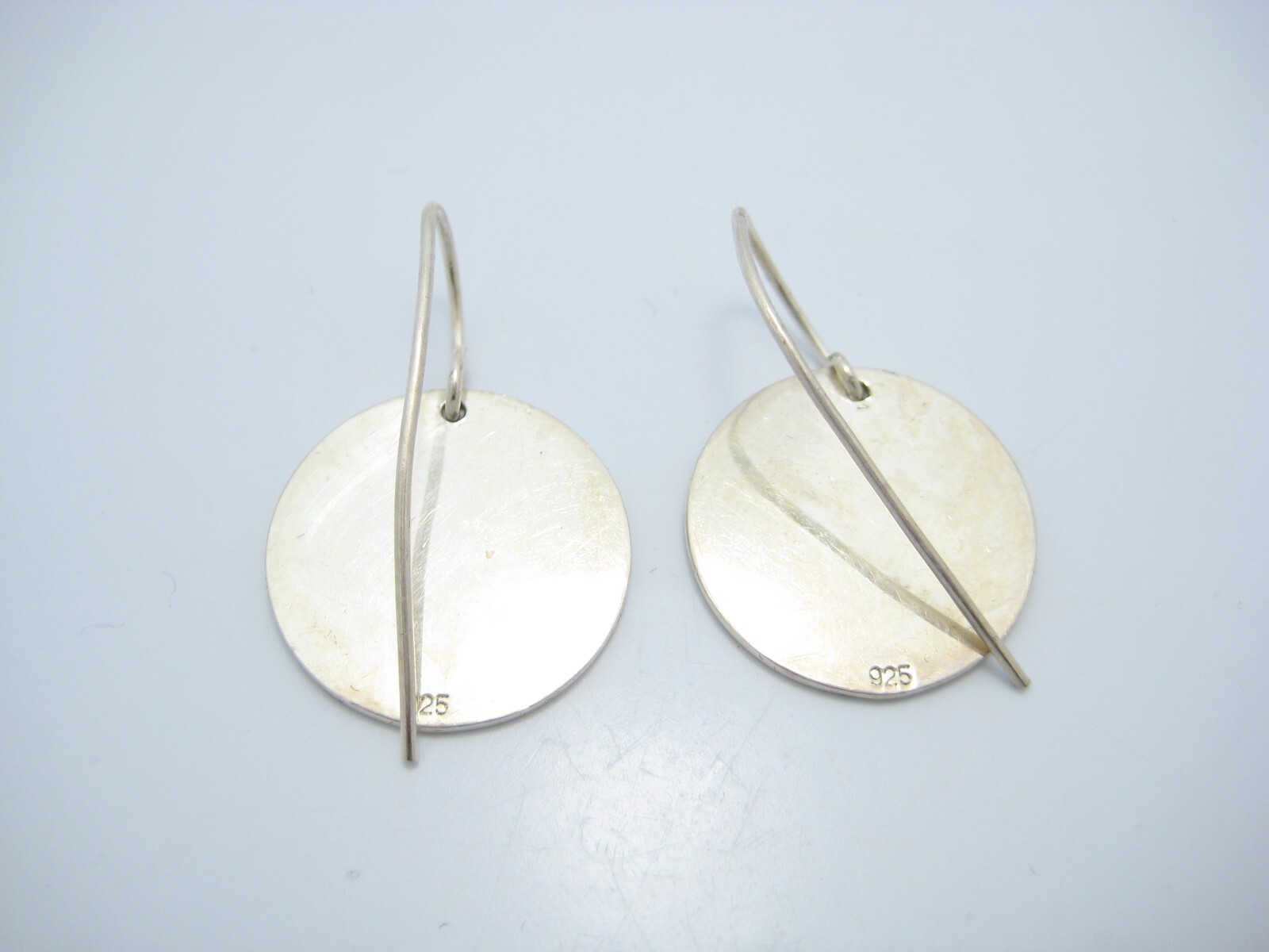 Sterling Silver Smooth Circle Hook Dangle Earrings - image 2