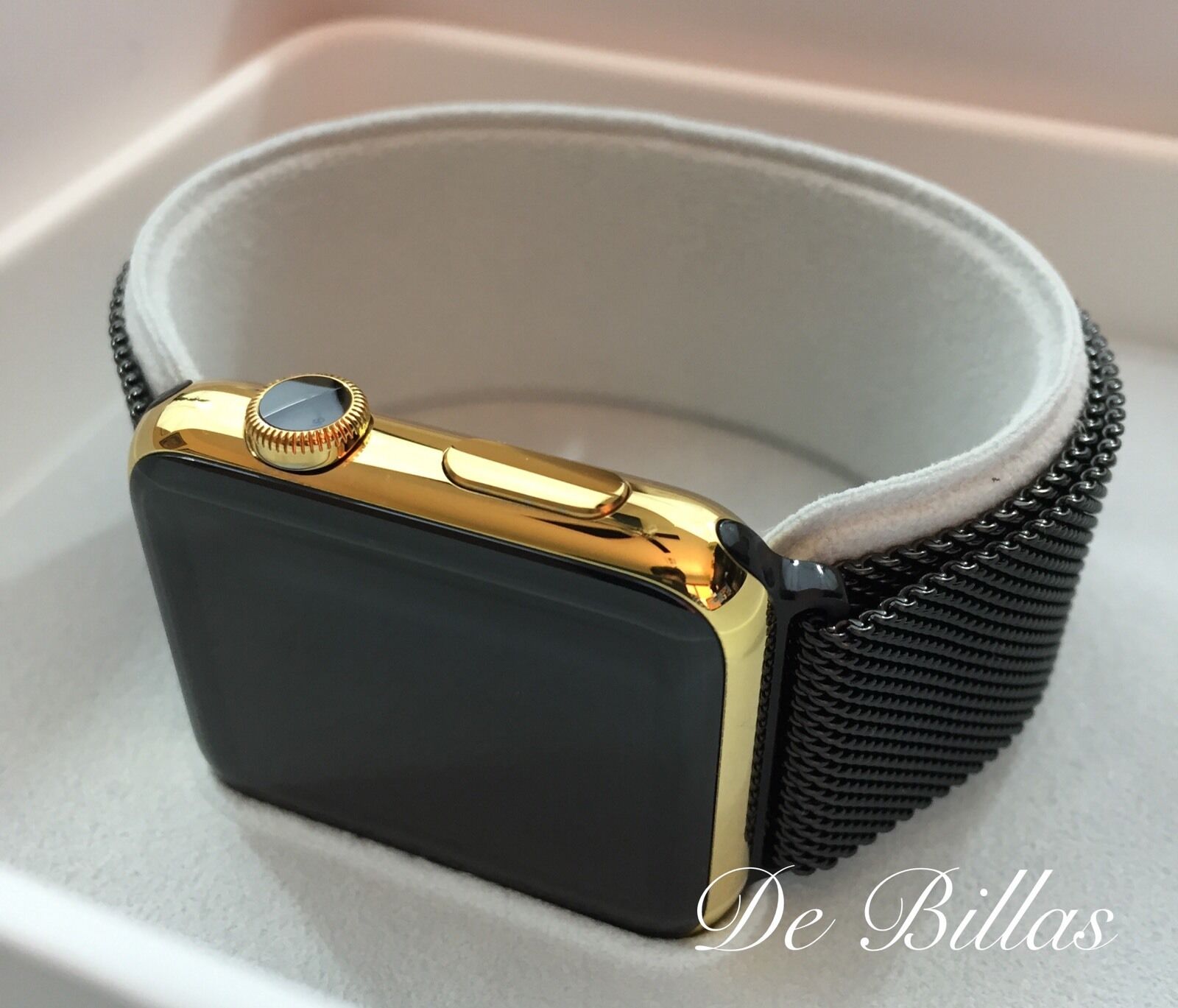 24k Gold Plated 42mm Apple Watch Series 2 With Black Milanese Loop Band Custom For Sale Online