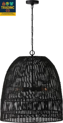 347533MB Naomi Bohemian Handcrafted Rattan Large Pendant Ceiling Light Fixture,  - Picture 1 of 4