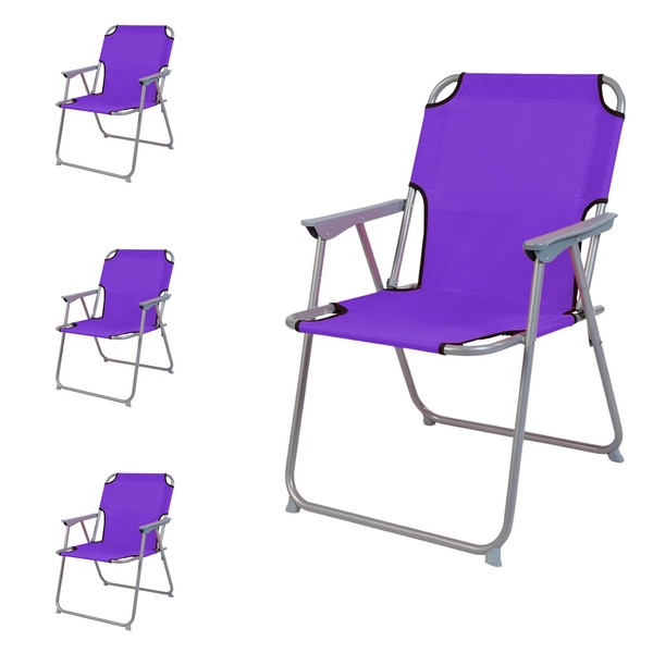 4 StüCk Campingstuhl Klappstuhl Anglerstuhl Regiestuhl Faltstuhl Metall Lila-image
