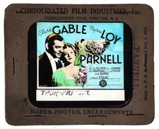 1937 film Parnell, starring Clark Gable and Myrna Loy ADVERT MAGIC LANTERN SLIDE