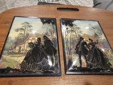 2 Vintage 6x8 Silhouette Bubble Glass (GT)