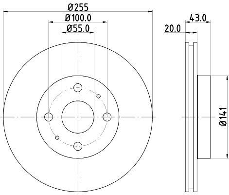 HELLA 8DD 355 108-881 BRAKE DISC Front (PAIR)