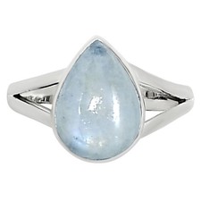 Natural Rainbow Moonstone - India 925 Sterling Silver Ring s.9 Jewelry R-1002