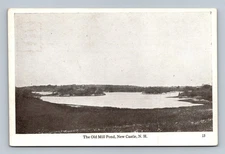 Vintage Old Mill Pond New Castle NH Black & White Postcard 1911