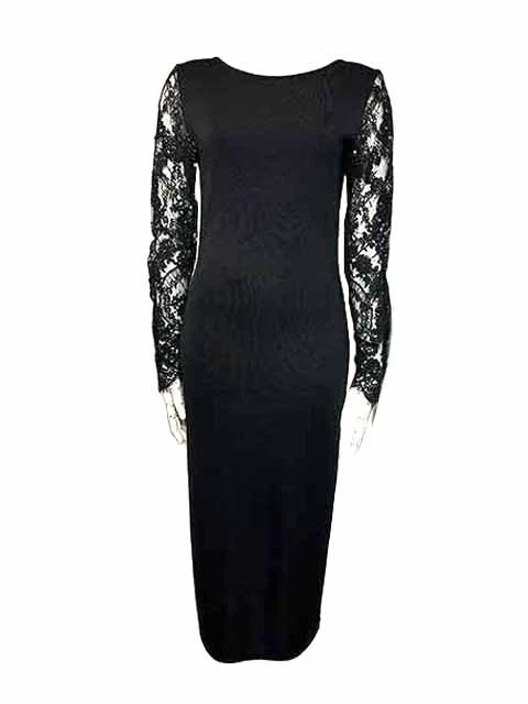 Robe Gucci tricot noir Xs manches longues dentelle r10_0404