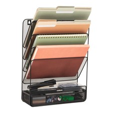 4Tier Vertical File Storage Desktop Organizer Mesh Holder 12.5x4x16.5 Inch