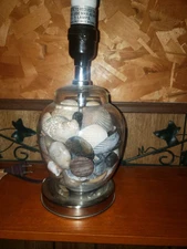 SEASHELL FILLED GLASS TABLE LAMP
