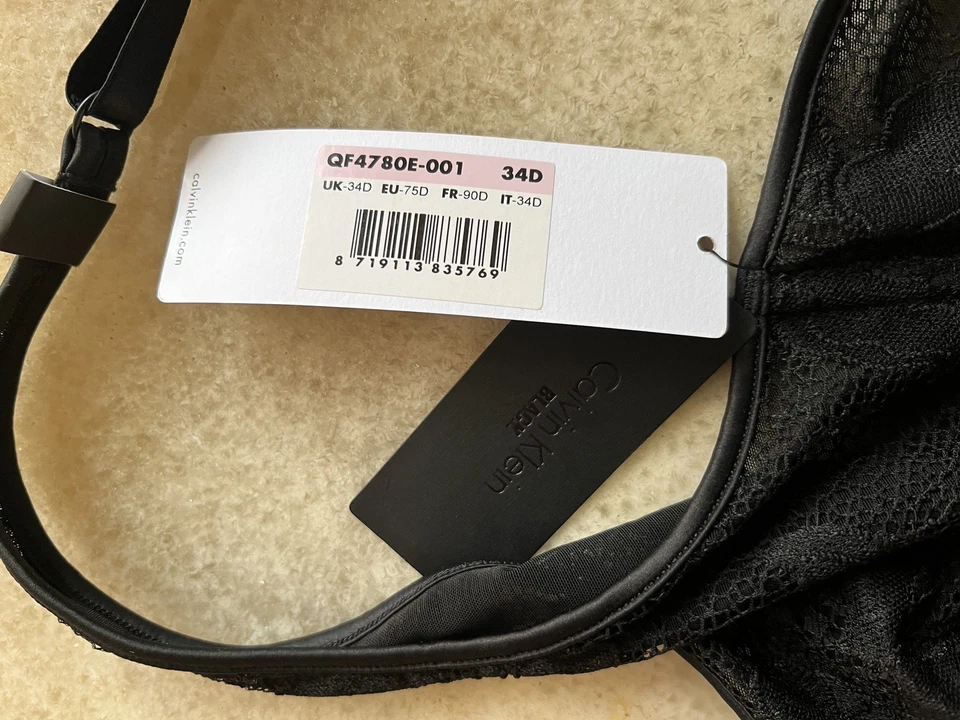 Calvin Klein Black Label underwired lace bra, size 34D, RRP £ 50 + - Image 3 of 4