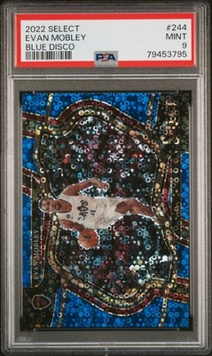 2022 PANINI SELECT BLUE DISCO #244 EVAN MOBLEY 13/25 PSA 9