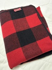The Northwest Co. USA Vintage Blanket Buffalo Plaid Wool Nylon Black Red EUC