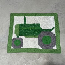 John Deere Quilt Wall Hanging Handstitched Artwork SZ 23x19 Tractor Baby Farm