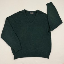 VTG Brooks Brothers Lambswool Sweater Mens M Green Jumper Knit In Great Britain