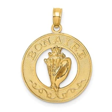 14K BONAIRE Circle w/ Conch Shell Charm 24.3 X 18.8MM 2.19gm