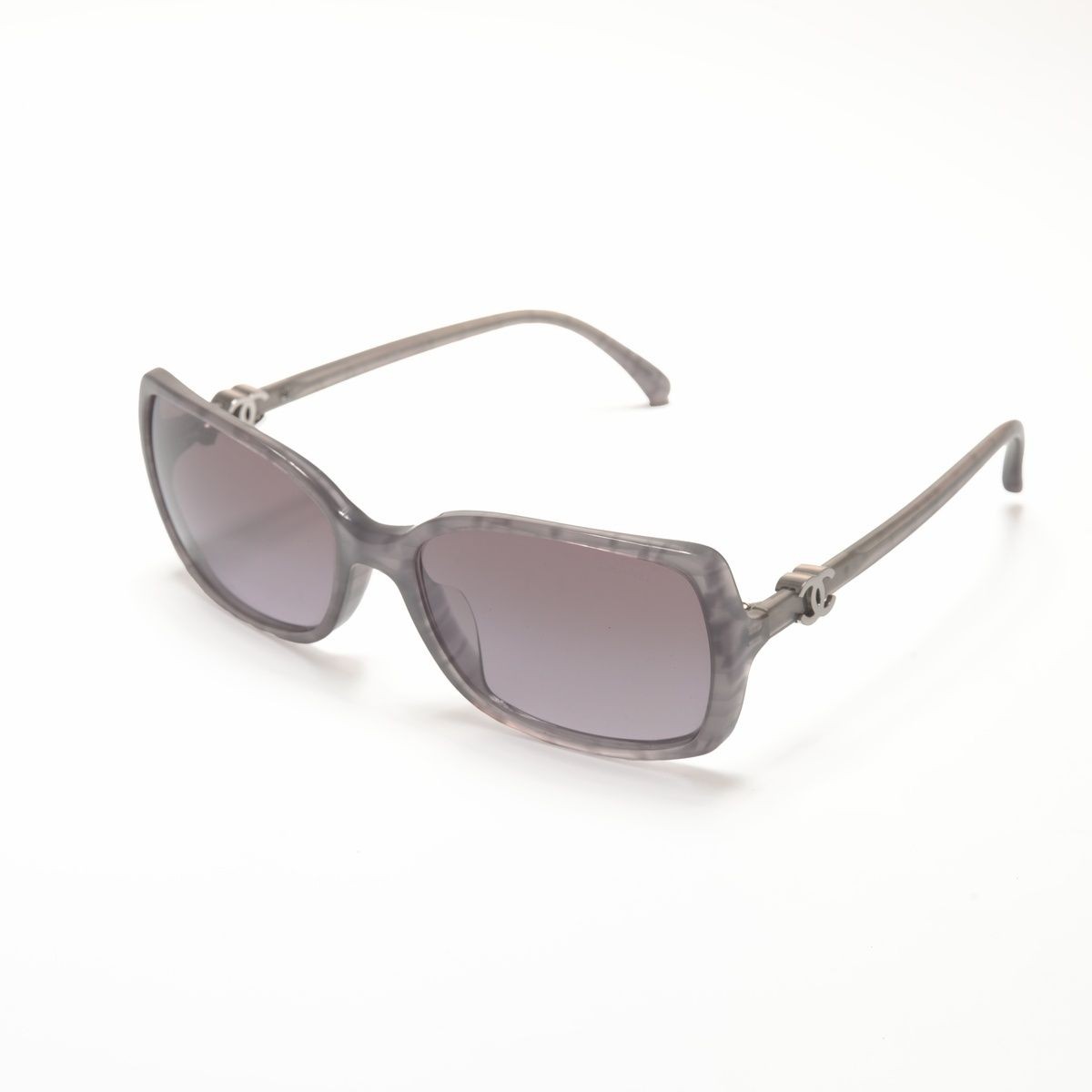 CHANEL Coco Mark Rectangle Sunglasses Purple Marb… - image 1