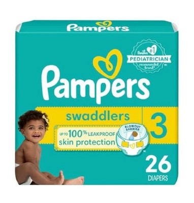 Pampers Swaddlers Active Baby Diapers Size 3 16-28 lbs 26 Count White 