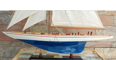 XL Painted Enterprise 1930 America's Cup Yacht J Boat Wood Model