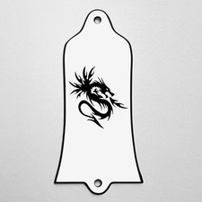GUITAR TRUSS ROD COVER - Custom Engraved - Fits USA GIBSON - DRAGON Fire White
