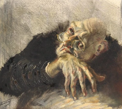 Roland FREY Nahender Wahnsinn Ölgemälde ca. 1960-70s - Bild 1 von 4