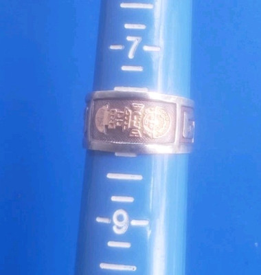 Vintage Mayan/Inca Design Sterling Silver 950/Solid 18K Yellow Gold Ring. Sz 8. 