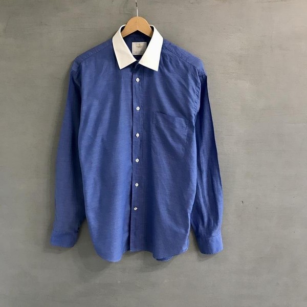 Men Van Laack Shirt Navy Cotton 40 /L / 48 #1UZM