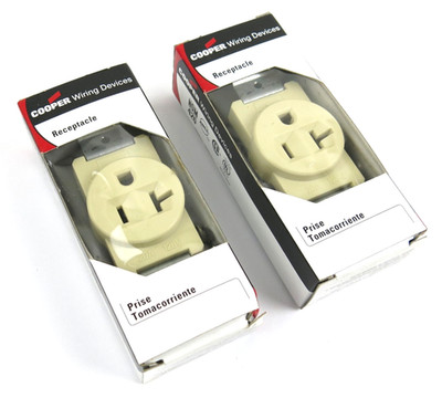 Lot of 2 Cooper 1877V-Box NEMA 5-20R Single Receptacle 20A-125V 2P 3W Grounding