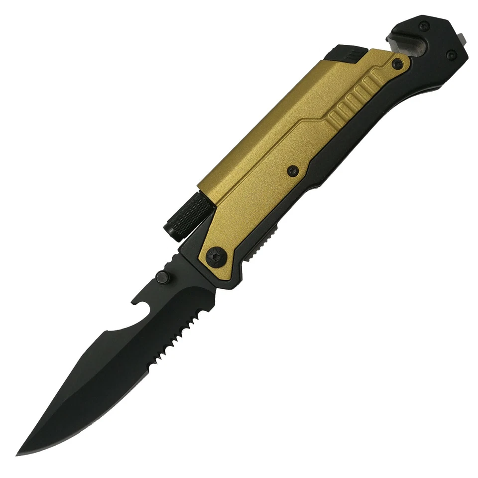 Faca de bolso de resgate ao ar livre 8,75" tática multifuncional assistida por mola - Imagem 2 de 4