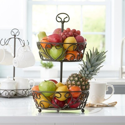 Princess House Meridian Collection 2 Tiered Baskets 5370 Bronze