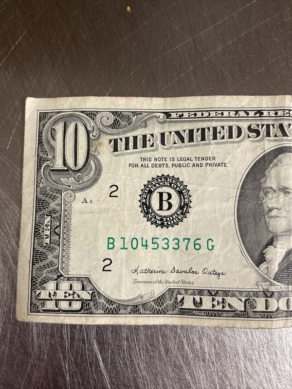 1985 $10 Ten Dollar Bill Federal Reserve Note  Vintage