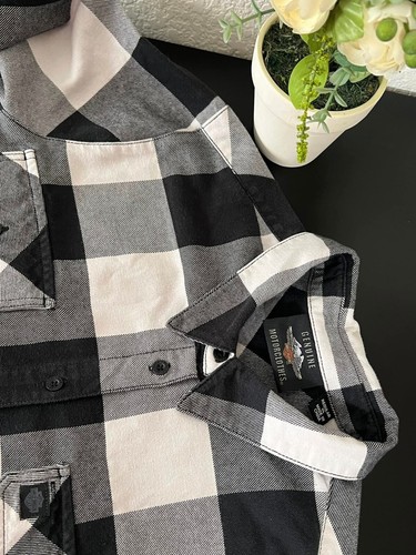Harley Davidson® Women's Buffalo Plaid Long Sleeve Woven Shirt Black White Sz XL - Picture 16 of 21