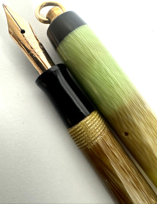 Vtg Parker Duofold Lucky Curve Petit Pastel 14k Gold Nib Fountain Pen ...