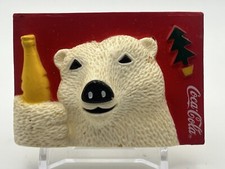 RARE Vintage 1996 Coca Cola Polar Bear Magnet Holding Coke Bottle Christmas Tree
