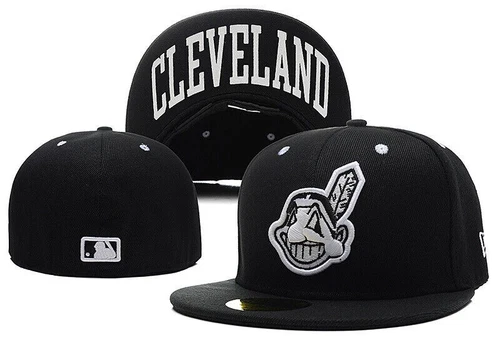 2025 Cleveland Indians Caps Full Closed Flat Fitted Men's Baseball Hats - Picture 6 of 24