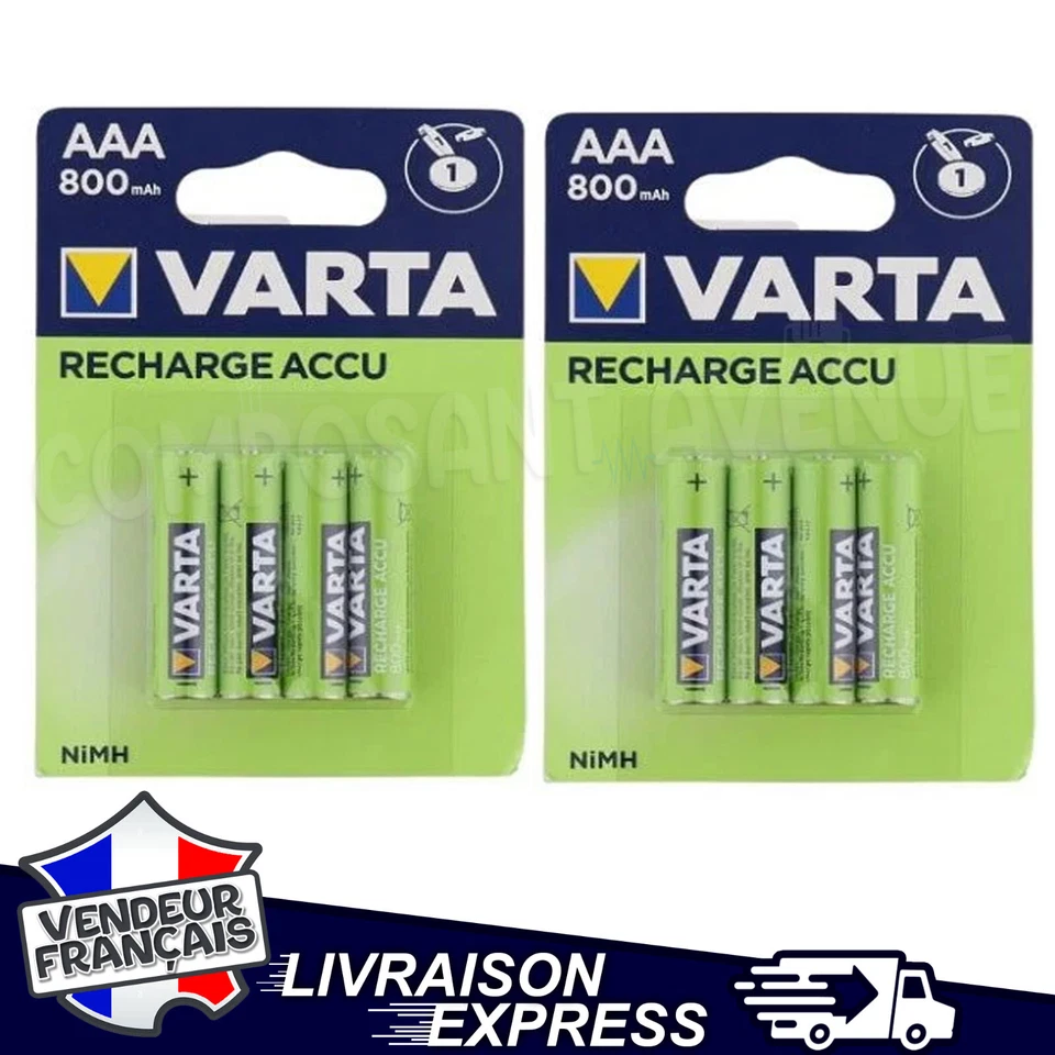 8 PILES ACCUS VARTA AAA 800mAh 1.2V Ni-MH RECHARGEABLE MIGNON R3 LR3 LR03 H3