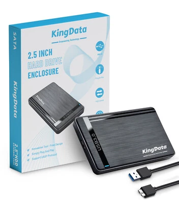 KINGDATA USB 3.0 SATA External Hard Drive Case 2.5 Inch Enclosure Caddy HDD SSD Black