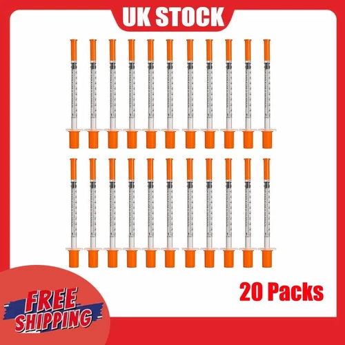 20 Packs 1Ml 0.3X13Mm Syringe 30G - Plastic Multiple Uses Measuring Tool UK Hot