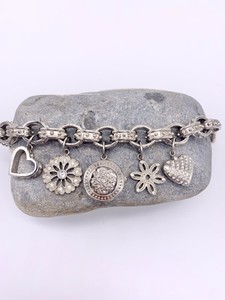 Beautiful Anne Klein 5 Charm Bracelet Silver Tone Watch Locket With Crystals Ebay