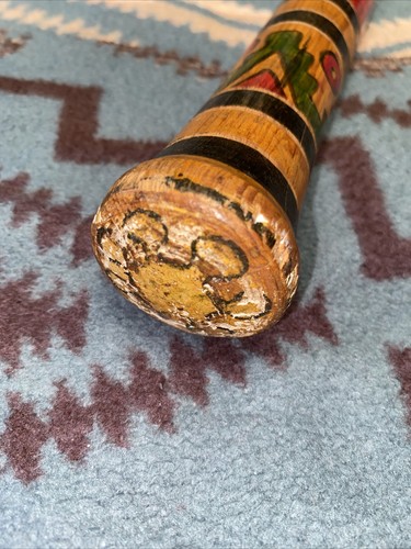 Bate de béisbol vintage antiguo arte popular Acapulco México madera tallada años 70 raro - Imagen 2 de 12