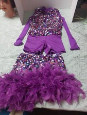 Weissman Sz Intermediate Child Purple Leotard With Feathered Skirt Sz 6 -8