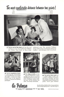 1948 Pullman: Bequemster Abstand zwischen zwei Punkten Vintage Print Ad
