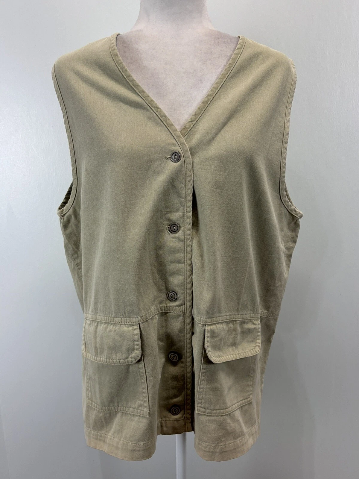Vtg Orvis Fishing Hunting Vest Sz Large Women’s Khaki Made In USA Gorpcore