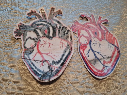PARCHES PARA ROPA CORAZÓNES HUMANOS 18x12 CM. ROJO, NEGRO. COSIDOS - Imagen 2 de 5