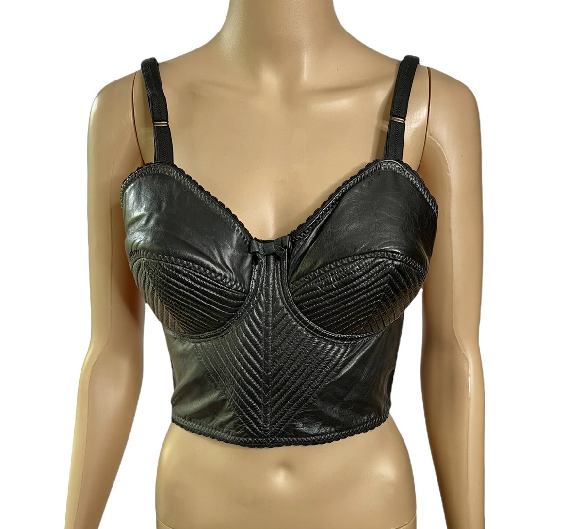 Jean Paul Gaultier S/S 1987 Vintage Bustier Cone Bra Leather Jean Paul Gaultier S/S 1987 Vintage Bustier Cone Bra Leather