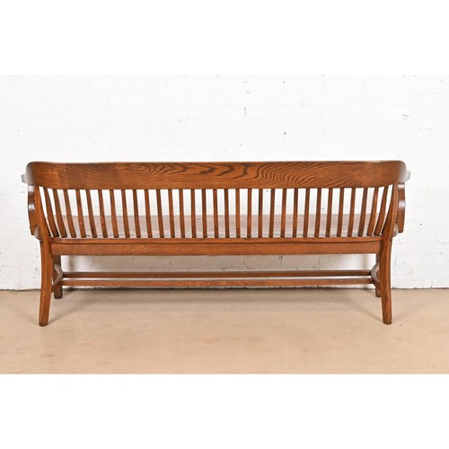 Antique Arts & Crafts Solid Oak Lawyer's Bench, Newly Refinished - Picture 11 of 11