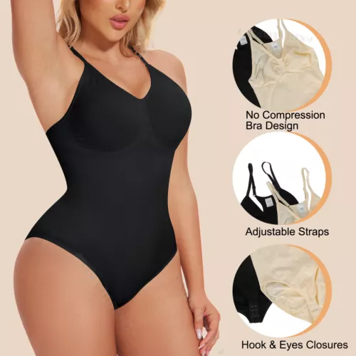 Women Seamless Racerback Body Shaper Tummy Control Slimming Shapewear Bodysuit - Picture 4 of 21